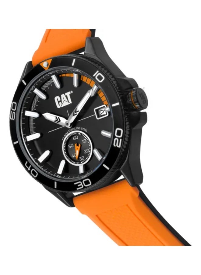 CATERPILLAR ساعة يد أنالوج للرجال من كات باللون البرتقالي Qd.161.23.123 برتقالي أسود - Image 2
